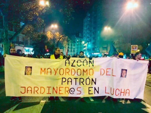 Los trabajadores de parques y jardines de FCC se manifiestan en Zaragoza