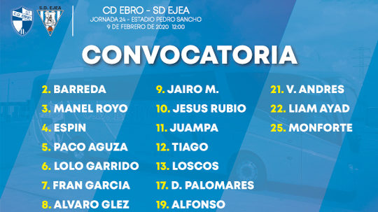 Convocatoria para el derbi frente a la SD Ejea
