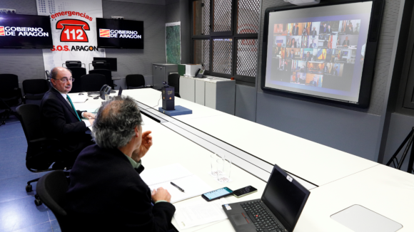Lambán participa en la videoconferencia de presidentes autonómicos para coordinar esfuerzos frente al coronavirus