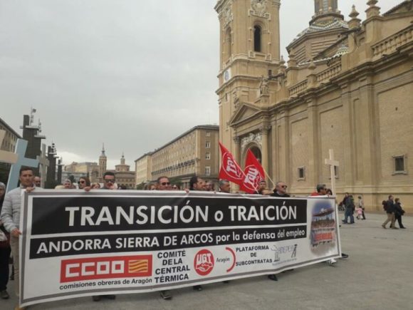Los trabajadores de la térmica de Andorra se manifiestan en Zaragoza
