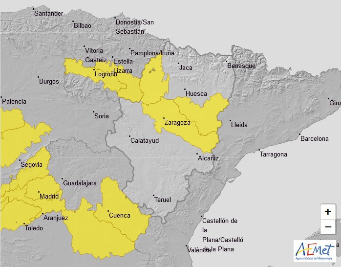 Aviso amarillo por temperaturas máximas en Huesca, Cinco Villas y la Ribera del Ebro