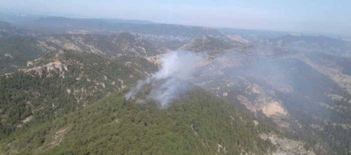 La rápida intervención del operativo deja en 1,1 hectáreas el incendio de Beceite