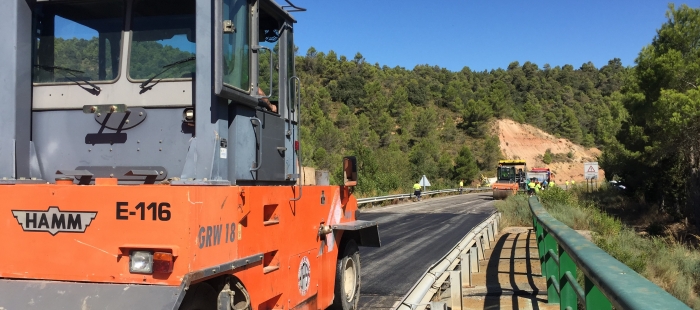 Finalizan las obras de mejora del firme de la carretera entre el Grado y Abizanda