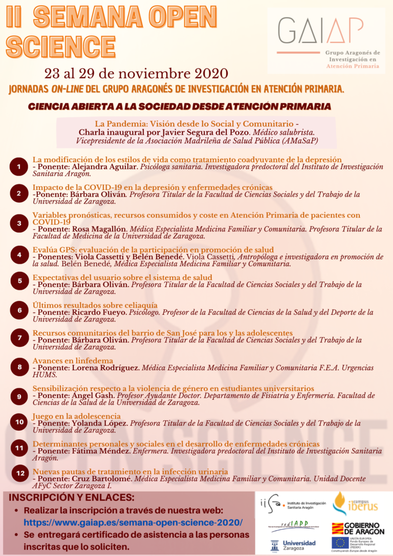La II SEMANA OPEN SCIENCE abre las puertas de la investigación en atención primaria a la sociedad