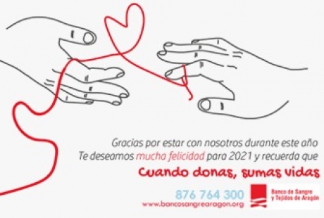 El Banco de Sangre y Tejidos de Aragón recordará en estas fiestas la  importante labor de los donantes de sangre 
