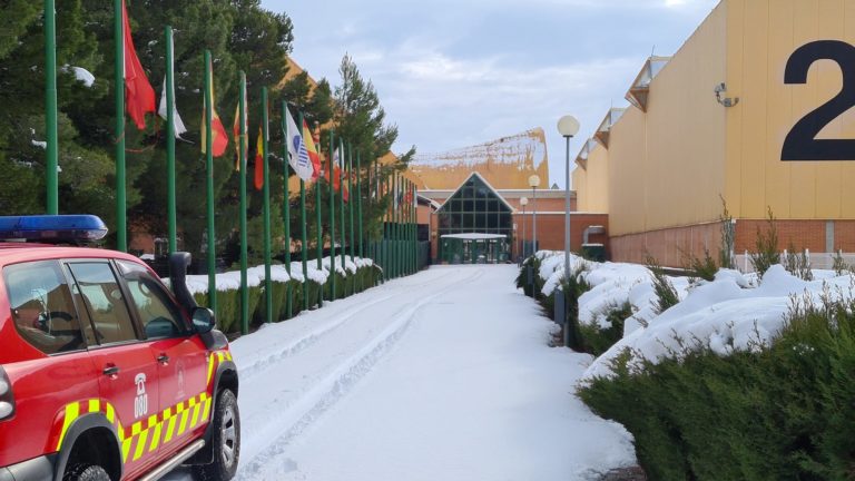 Una de las cúpulas de la Feria de Muestras afectada por la nieve