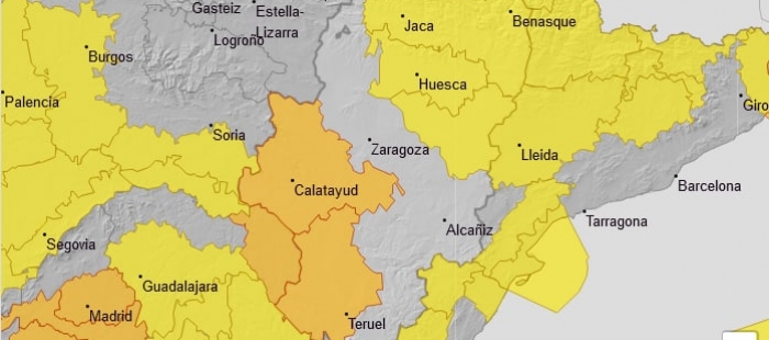 Aviso naranja por temperaturas mínimas en Ibérica zaragozana, Albarracín y Jiloca y amarillo en la provincia de Huesca
