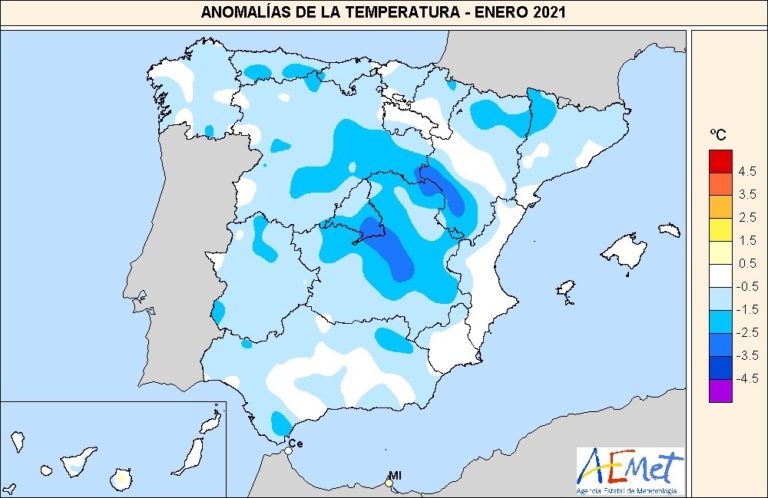 Enero de 2021, un mes excepcional por sus temperaturas extremas