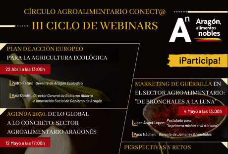 “Aragón Alimentos Nobles” pone en marcha el tercer ciclo de webinars “Círculo Agroalimentario conect@”