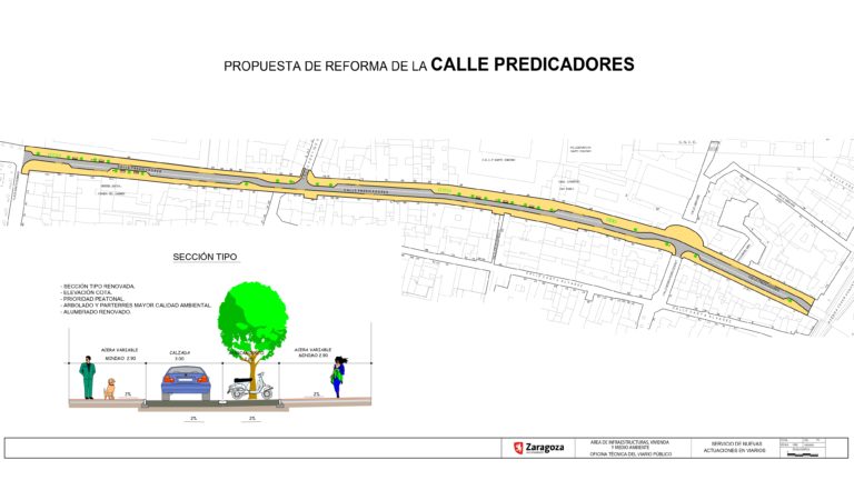 Predicadores será una calle de prioridad peatonal, accesible, con aceras anchas y un solo carril más estrecho