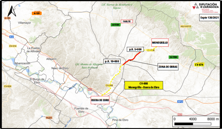 La carretera que conecta Monegrillo y Osera se cortará al tráfico a partir de este lunes y durante los próximos siete meses