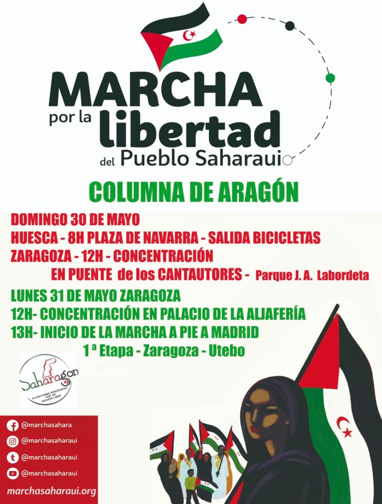 IU Aragón participará en la columna aragonesa de la Marcha por la Libertad del Pueblo Saharaui