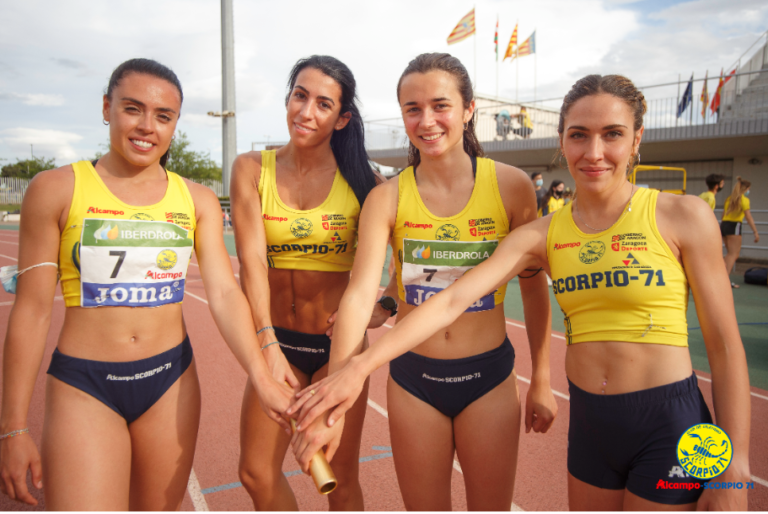 Nieves Mayo, Laura Fernández, Laura Cortés y Ruth Peña, de Scorpio 71, campeonas de España en los relevos 4×400 metros