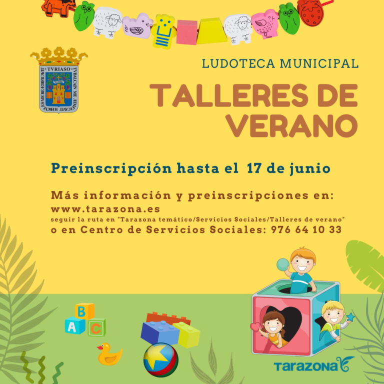 Abierto el plazo para inscribirse en los talleres de verano de la ludoteca municipal de Tarazona