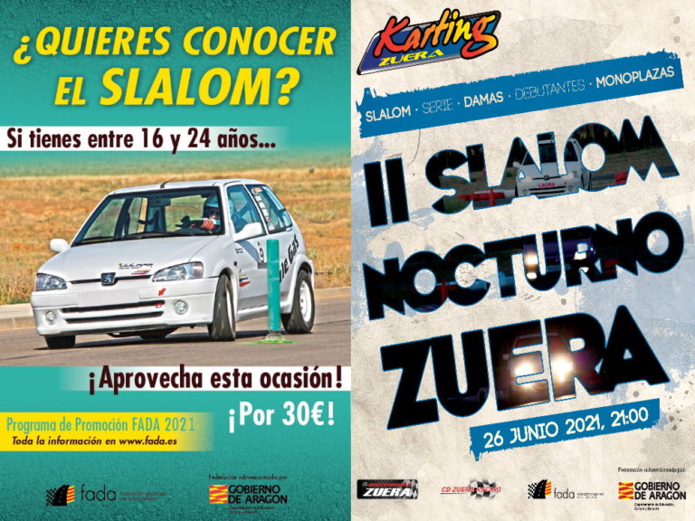 El sábado 26 de junio tendrá lugar el Slalom Nocturno Karting Zuera