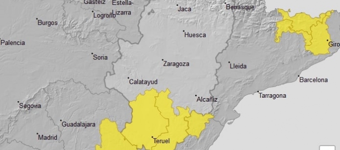 Avisos amarillos por tormentas y lluvias en Albarracín, Jiloca, Gúdar y Maestrazgo