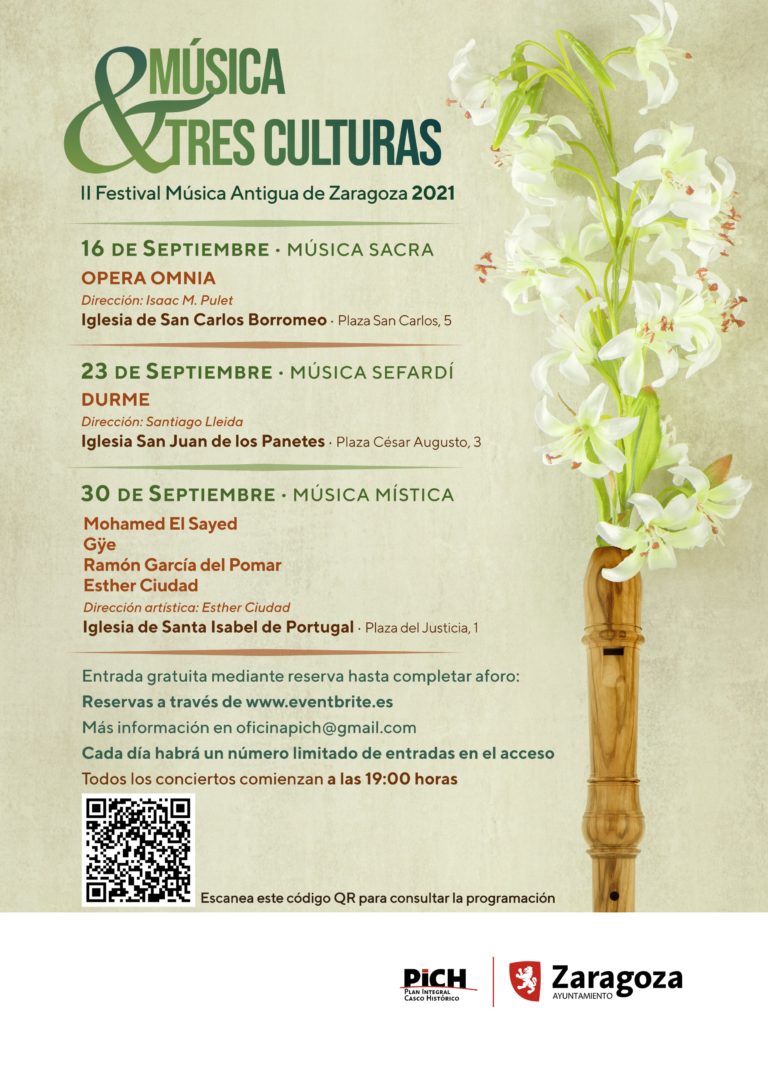 La segunda edición del Festival “Tres Culturas” llenará de música antigua las iglesias del Casco Histórico de Zaragoza