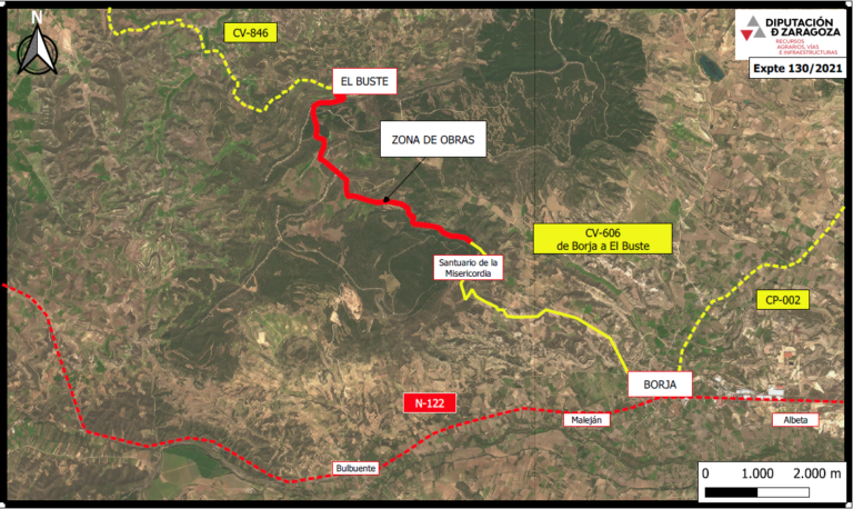 La carretera provincial entre Borja y El Buste quedará cortada  durante las próximas tres semanas