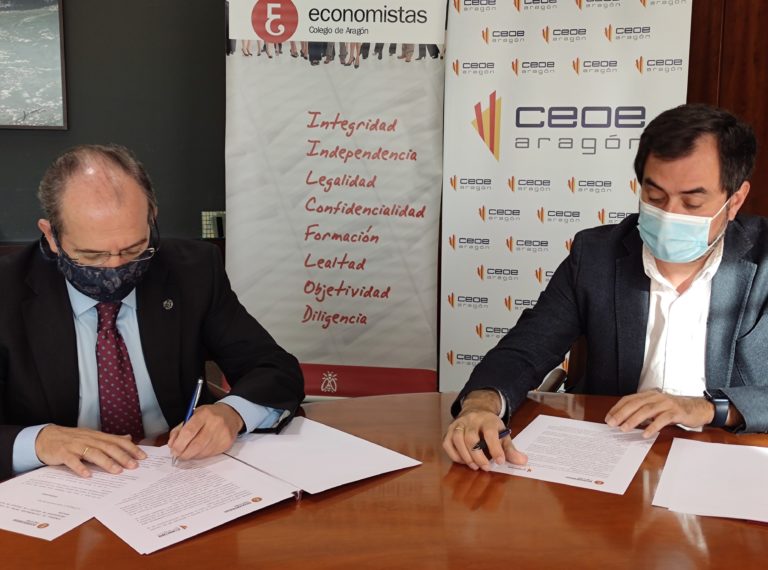 CEOE y el Colegio de Economista de Aragón refuerzan su colaboración  ligada a la economía y la empresa aragonesa
