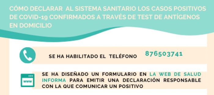 Las personas positivas en covid por test de antígenos podrán comunicarlo a Sanidad por teléfono o web