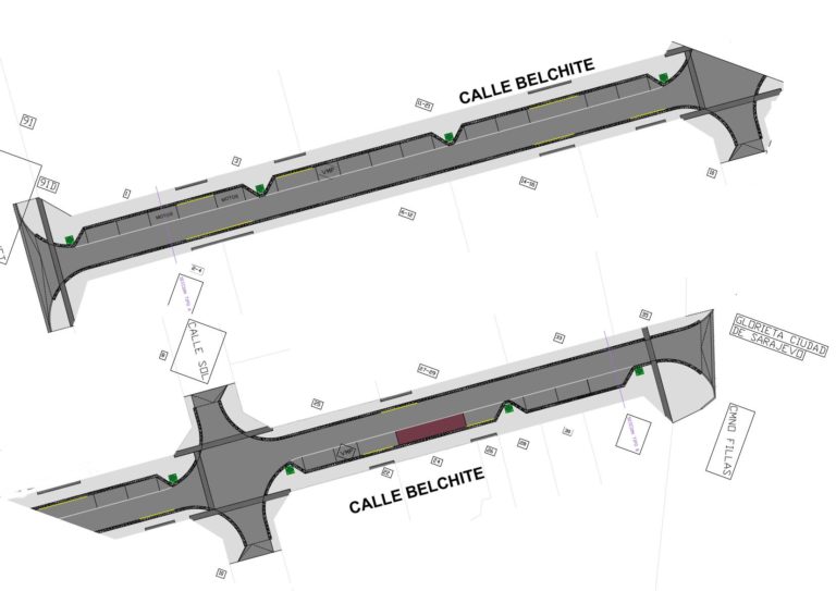 La calle Belchite se transformará en una vía de prioridad peatonal con aceras anchas y plataforma única