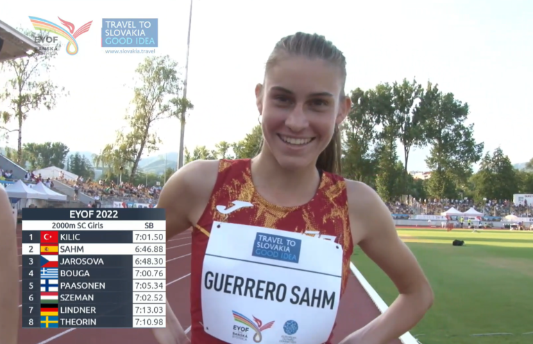 Greta Guerrero, medalla de oro en los 2.000m obstáculos del Festival Olímpico de la Juventud Europea