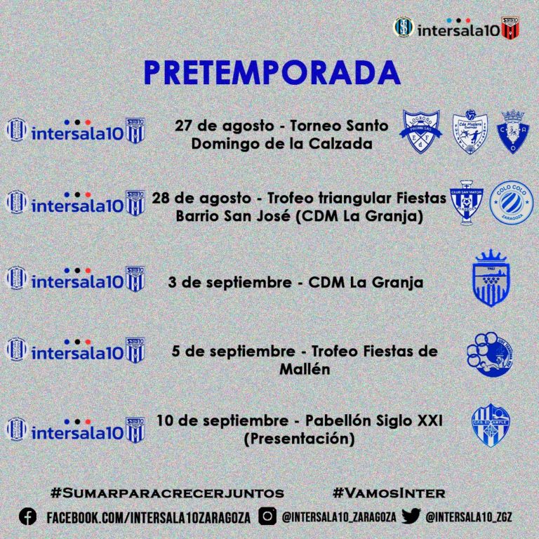 El proyecto de InterSala10 Zaragoza arranca su pretemporada el próximo 16 de agosto