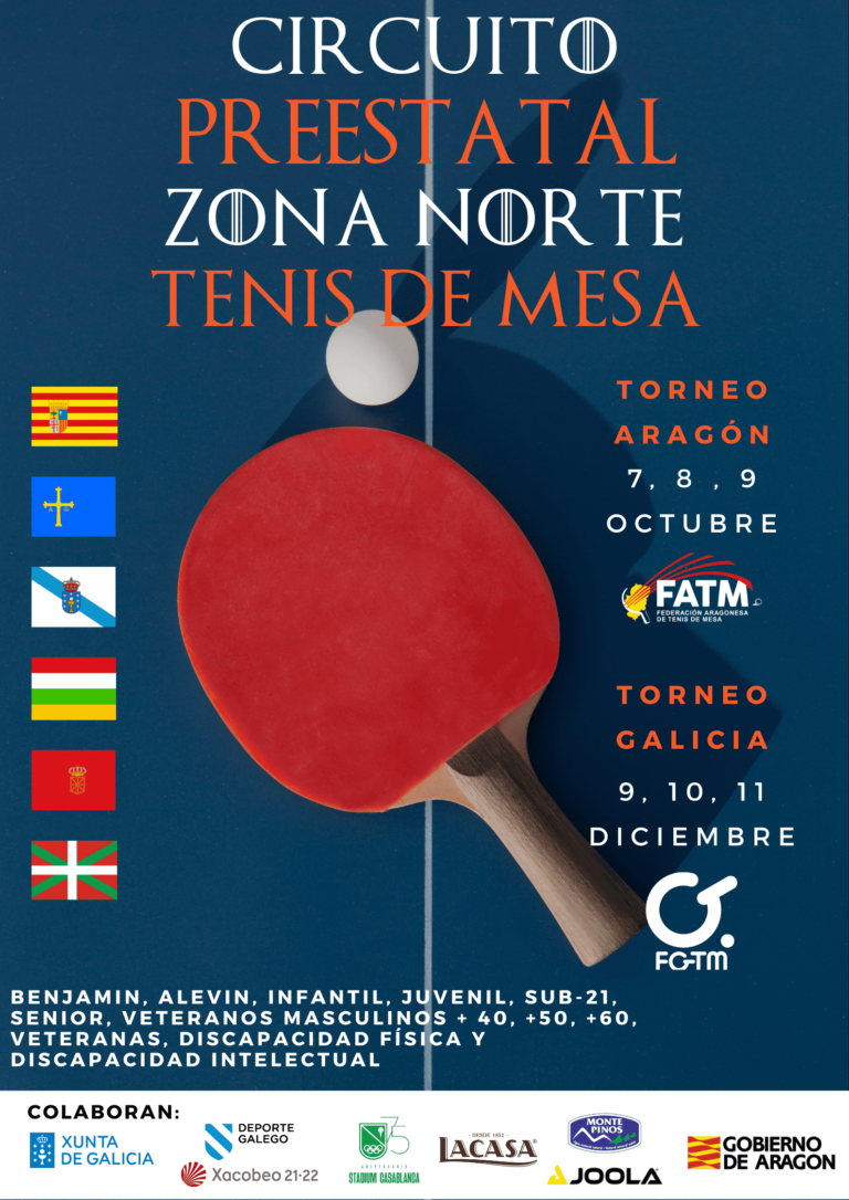 El Circuito Preestatal Zona Norte de tenis de mesa tendrá lugar en Zaragoza