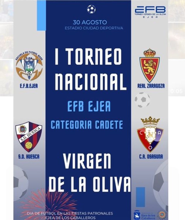 La EFB Ejea organiza un torneo nacional de Cadetes en el que participará el Real Zaragoza, la SD Huesca, Osasuna y la EFB Ejea