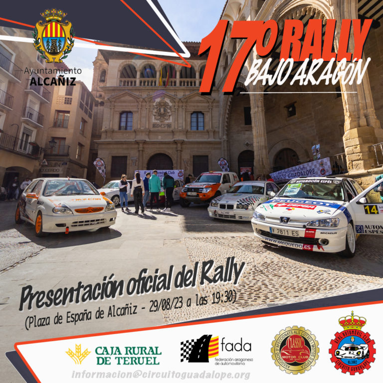 El próximo martes, 29 de agosto, tendrá lugar la presentación del XVIII Rally Bajo Aragón