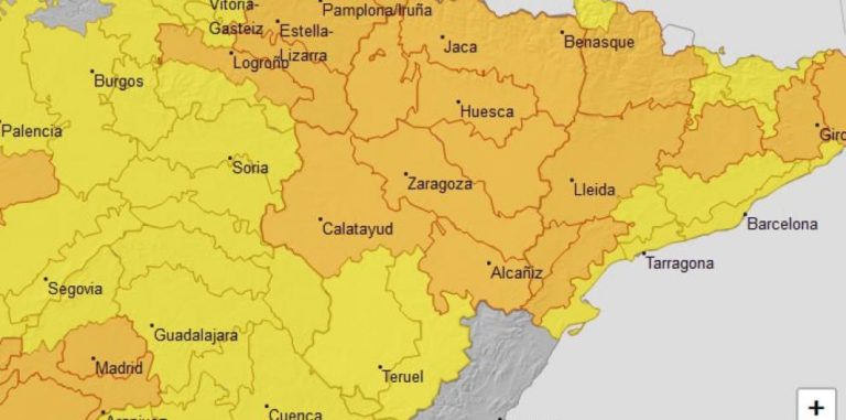 Aviso naranja por temperaturas máximas en la mayor parte de Aragón