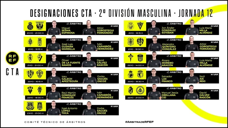 Óliver de la Fuente Ramos, árbitro designado para el encuentro ante la SD Eibar