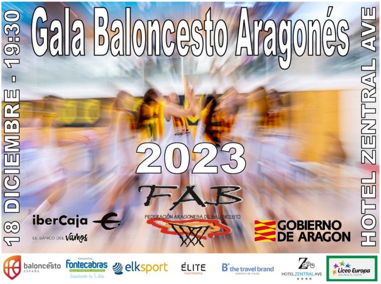 La Gala del Baloncesto Aragonés 2023 se celebrará este 18 de diciembre con el objetivo de poner en valor esta disciplina en nuestra comunidad