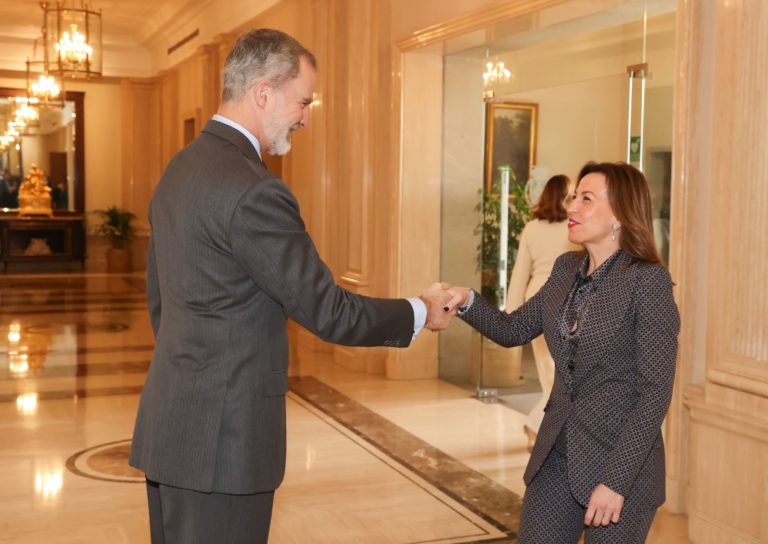 El Rey Felipe VI recibe a la alcaldesa Natalia Chueca por el 40 aniversario de la FEMP