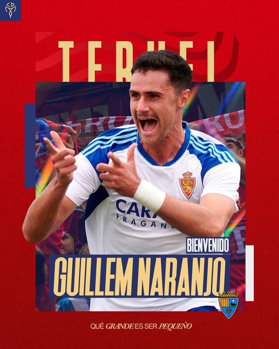 El Real Zaragoza cede a Guillem Naranjo al CD Teruel tras su escasa participación en el Sabadell