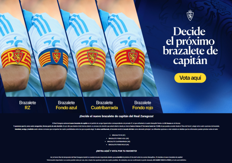 El Real Zaragoza abre a sus abonados la elección del nuevo brazalete de capitán
