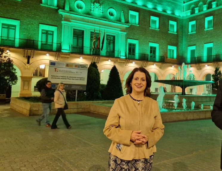 La Plaza de San Juan de Teruel se ilumina con un espectáculo musical durante las Ferias del Jamón