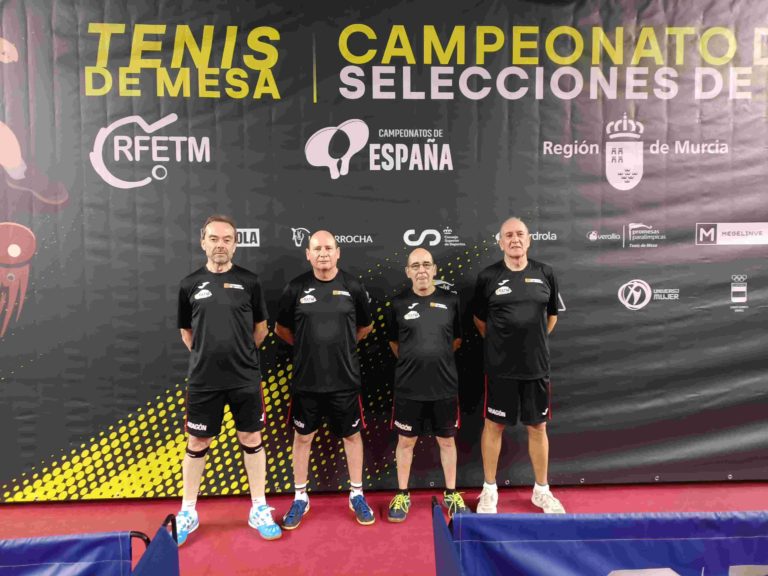 La selección aragonesa de Veteranos de tenis de mesa logra el quinto puesto en el Campeonato de España