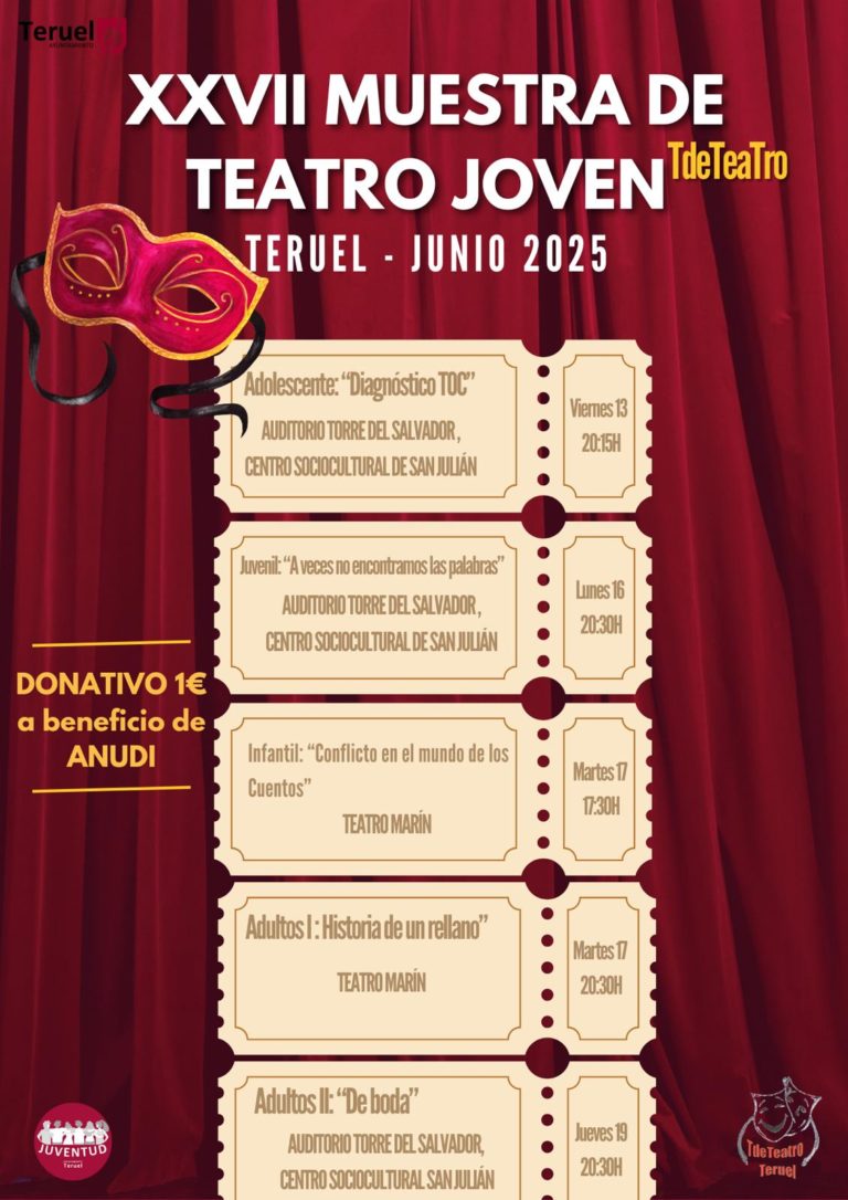 La Muestra de Teatro Joven de Teruel comienza mañana con cinco obras benéficas