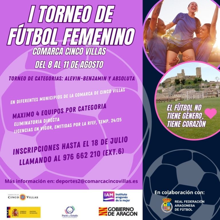 La Comarca de Cinco Villas organizará el I Torneo Femenino de Fútbol del 8 al 11 de agosto