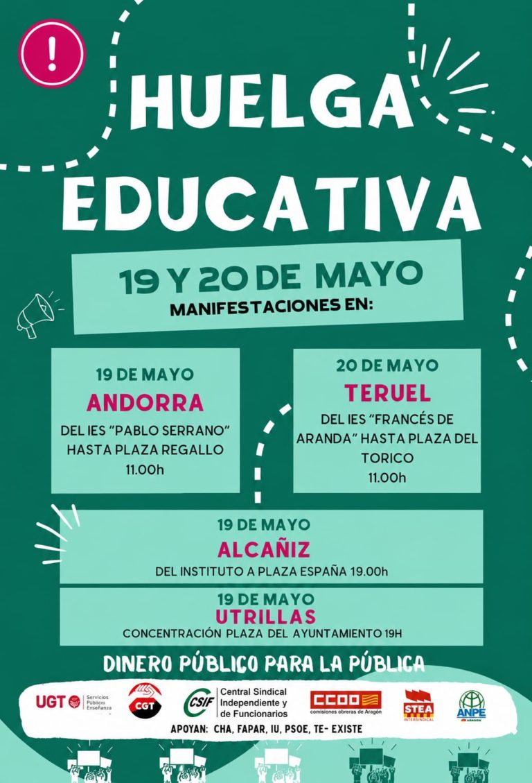 Teruel se moviliza contra la privatización de la educación pública en Aragón