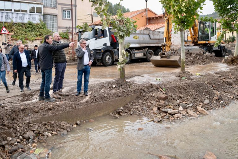 El presidente Azcón visita las zonas de Teruel afectadas por la Dana