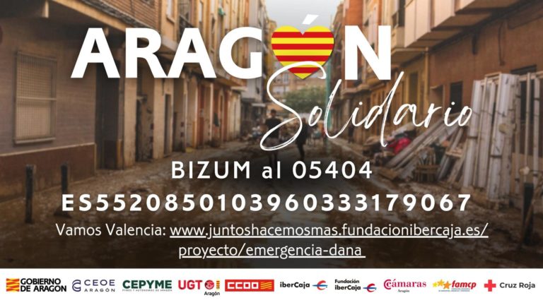 El Gobierno de Aragón lanza una plataforma solidaria para los afectados por la DANA