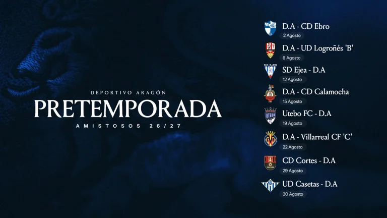 Los ocho rivales de pretemporada del Deportivo Aragón