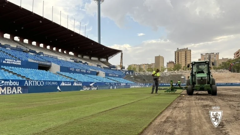 Arranca la colocación del nuevo césped en La Romareda