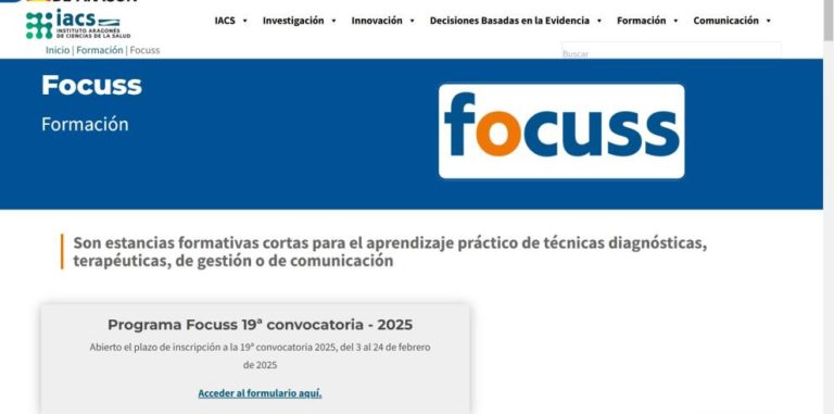 El Instituto Aragonés de Ciencias de la Salud lanza la 19ª edición del programa FOCUSS