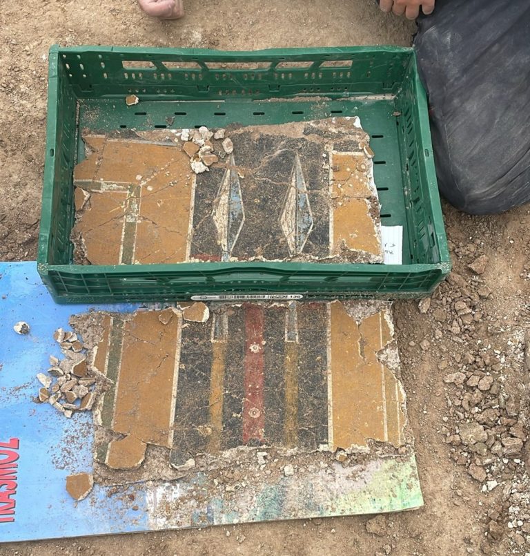 Una excavación en Borja descubre una pintura romana única en Hispania