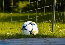 white soccer ball on green grass field