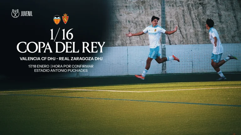 El Real Zaragoza Juvenil se medirá al Valencia en dieciseisavos de la Copa del Rey