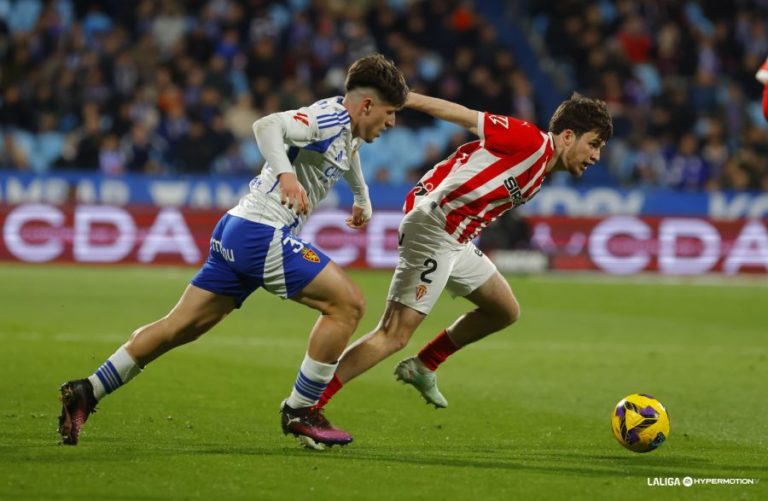 El Real Zaragoza deja escapar la victoria en el último suspiro ante el Sporting (1-1)